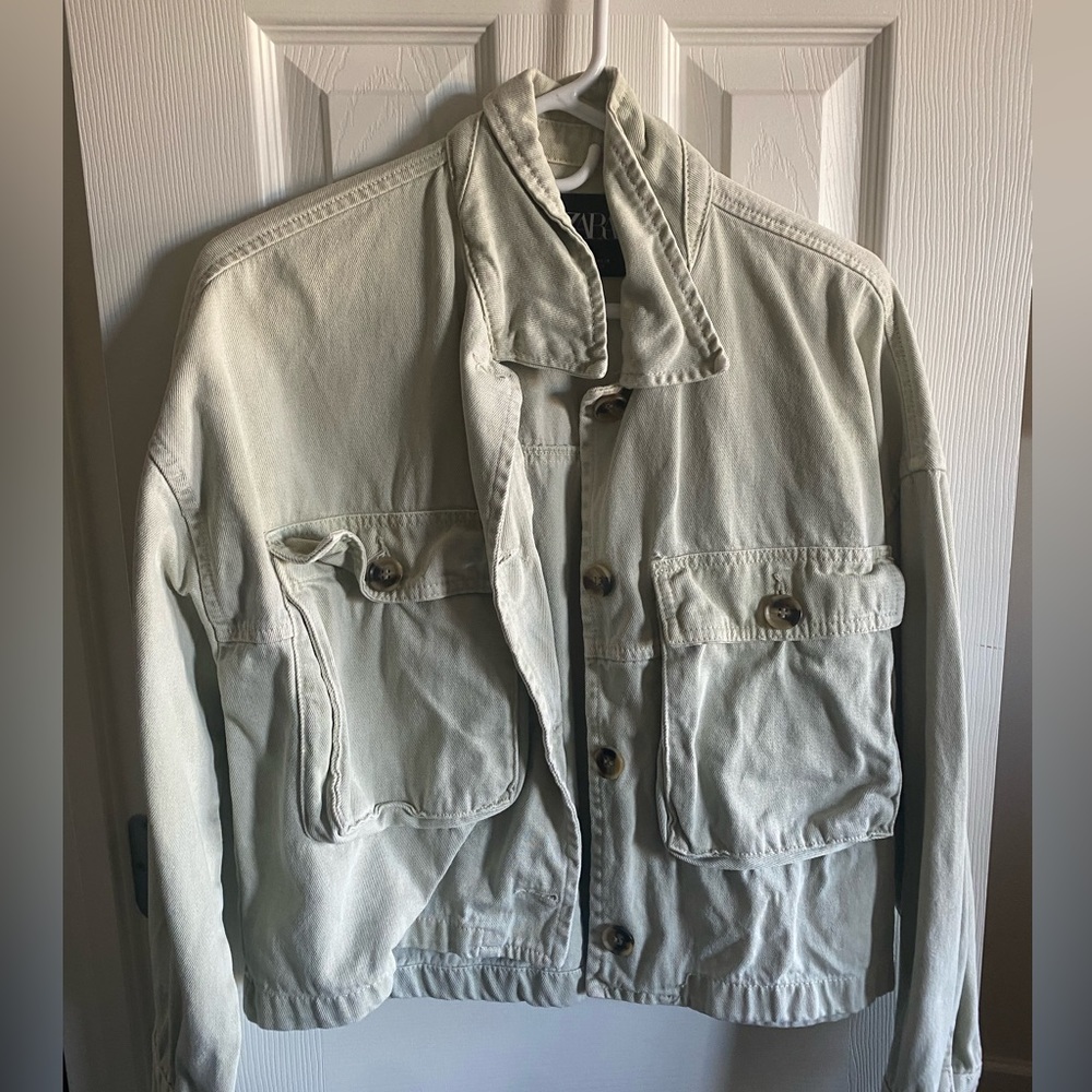Zara denim green jacket medium